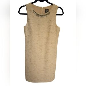 Vince Camuto Cream Dress with Gold Accents Wedding Date Formal Party